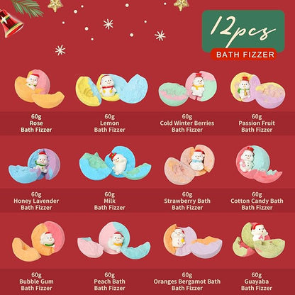 Advent Calendar 2025 Christmas Gifts for Kids Women - Christmas Advent Calendar Bath Bomb with Surprise Inside Bath and Body Gift for Sister, Wife, Mom, Son, Daughter｜Spa Gift Set Idea for Kids