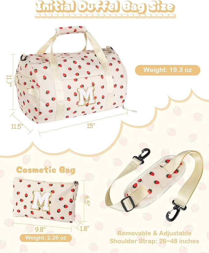 Trendy Stuff for Teens, Girls Gym Bag, Kids Personalized Weekend Duffel Bags with Shoe Compartment, Initial Travel Tote with Makeup Bag, Gift for Sporty Gymnastics Girl (Letter P)