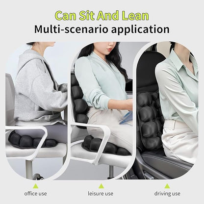 Inflatable Travel Cushion Airplane Seat Pad with Lumbar Support - 3D Air Cushion for Office, Car, Wheelchair - Perfect for Long Flights, Pressure Relief & Travel Comfort - Black