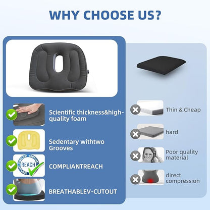 Travel Cushion,Air Seat Cushion,Evolution Cushion Portable & Lightweight Inflatable Seat Cushion - Ideal for Airplane Chairs, School Bleachers, Stadium Seats, and Wheelchairs (Gray)