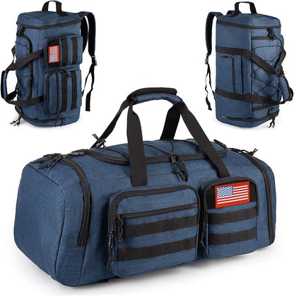 Tactical Gym Bag for Men，50L Large 3 in 1 Sports Duffle Bag with Shoes Compartment for Travel,Water Resistant Travel Backpack Weekender Overnight Bag with Wet Pocket for Women