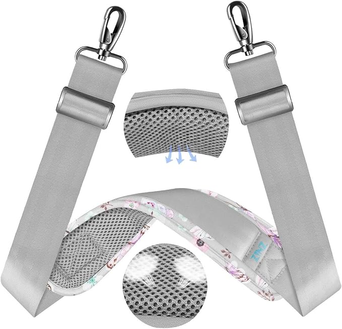 ZINZ 60" Universal Bag Strap with Ultra-Thick Fixed Breathable Pad Adjustable Heavy-Duty Shoulder Strap for Laptop Bag Crossbody Luggage Gym Bag Camera Bag and More,Butterfly