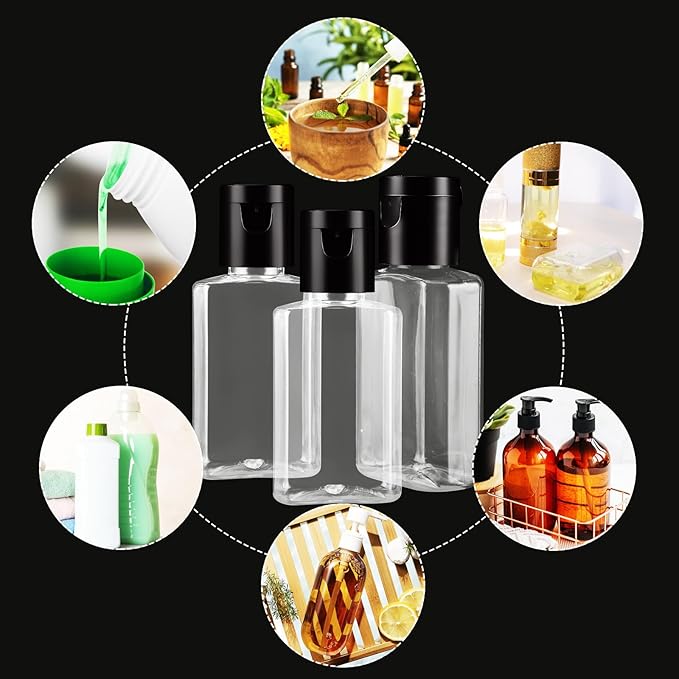 100PCS Travel Size Bottles 1oz Mini Travel Shampoo Bottles Small Plastic Empty Bottles, Refillable Cosmetic Containers with Flip Cap Clear Portable Small Bottles for Liquid, Lotions, Toner, Body Soap