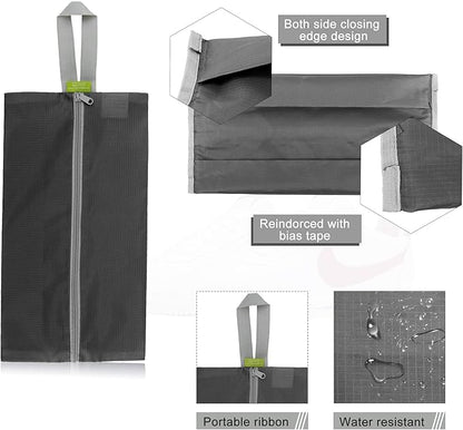 BeeGreen Black Grey Shoe Organizer Set - 6 Pack Shoe Bags For Travel with Zipper Closure and Handle,Stylish and Portable Nylon Shoe Storage for Men and Women's Travel Gifts and Home Storage