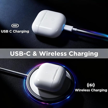 Wireless Charging Case for AirPod 4, White Replacement Charger Case Compatible with Air Pod 4th Generation Type-C Port AirPods 4th Gen Case with Fast Pairing Sync, Earbuds Not Included