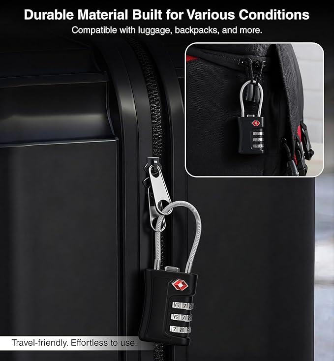 TSA Locks for Luggage, 3 Digit Combination, Suitcase Locks TSA Approved, Easy Read Dials, Luggage Locks for Suitcase, Toolbox, Backpack, Bag, Gym Locker