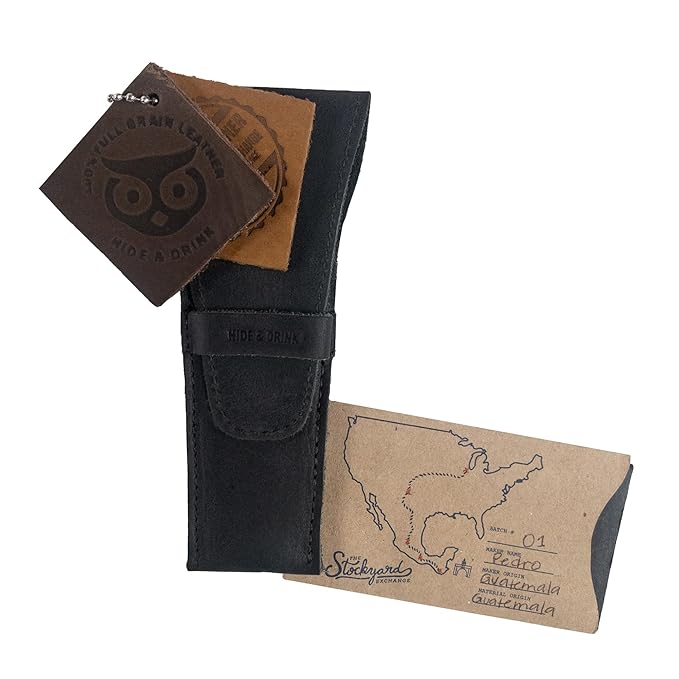 Hide & Drink, Leather Safety Razor Case, Shaving Accessories, Personal Care Essentials, Handmade Includes 101 Year Warranty (Charcoal Black)