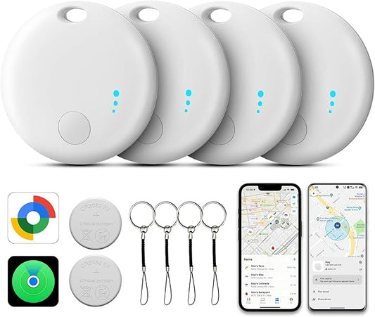 Air Tracker for Android or iOS, Dual System Both iOS and Android Tracker, Find My or Google'S Find Hub App, Smart Tracker Tags with Key Ring, Replaceable Battery, Key Finder/Luggage Tracker etc
