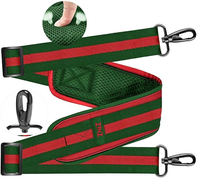 ZINZ Ultra-Thick Fixed Pad Shoulder Strap 76-inch Universal Bag Strap with Breathable Cushion and Dual Balanced Adjustable Buckles for Laptop Bag Luggage Messenger Bag Crossbody etc -Stripe-RG