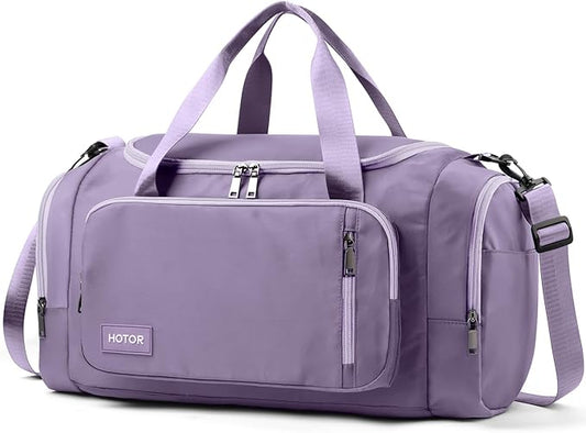 HOTOR Gym Bags for Men & Women - Spacious Duffle Bag with Shoe Compartment & Wet Pocket, Carry On Weekender Bag Portable Sports Duffel Bag for Workout, Fitness, Travel, Purple, 20.5" x 11.0" x 10.6"