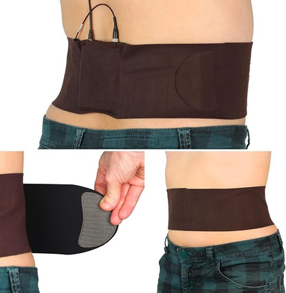 URSA Waist Strap - Ultra Slim, Breathable & Stretchy Microphone Transmitter Straps. Compatible with Most Transmitter/Receivers (Brown, Large Waist - Big Pouch)