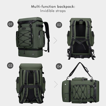 WITZMAN Travel Backpack for Men Women Carry on Bags for Airline Approved Convertible Duffle Luggage Backpack Shoe Compartment（B691 Green）