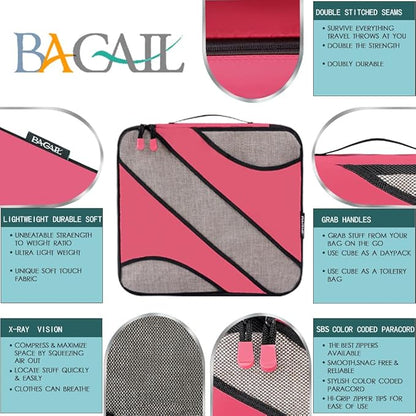 BAGAIL 6 Set Packing Cubes,Travel Luggage Packing Organizers