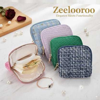 Small Travel Jewelry Case, Soft Velvet Organizer Pouch for Bangle, Bracelets, Large Earrings, Beaded necklace, Anti-Scratch & Portable Jewelry Bag Holder for Travel & Everyday Use (Ivory White)