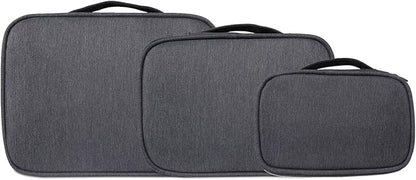 BUBM 3pcs Double Layer Electronic Organizer, Travel Gadgets Bag for Cables, External Flash Drive, Mouse, Memory Card, Power Bank and More, Compact and Multi-purpose, Black