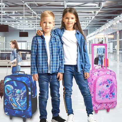 UFNDC Kids Suitcase for Boys,Dinosuar Luggage Rolling with Wheels，Travel Carry on for Children Toddler elementary
