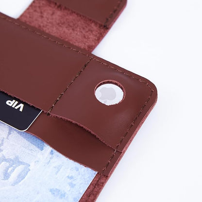Passport Cover Leather - Travel Passport Wallet Compatible with Airtag Passports Cover with Card Slots & Note Compartment, Magnetic Closure, Genuine Leather, Classic Brown