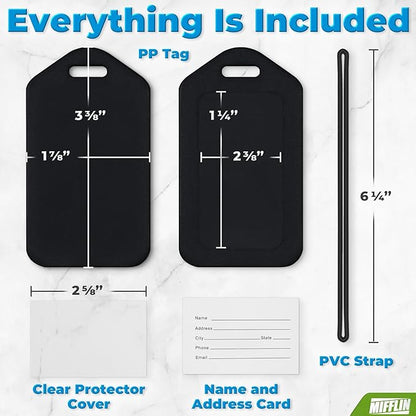 Mifflin-USA Luggage Tags (Black, 50 PK), Bag Tag for Baggage, Suitcase Tags Bulk