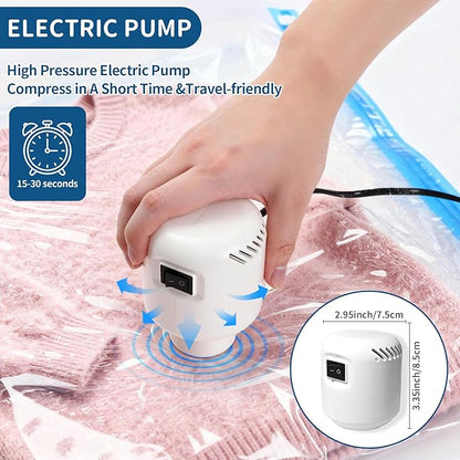 Vacuum Storage Bags for Clothing Travel,12 Pack Vacuum Bags with Pump,Space Saver Bag for Clothes Travel & Home(2 Roll Up Bags,3 Small,3 Medium,2 Large,2 Jumbo)