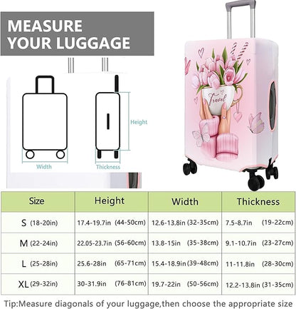 Travel Luggage Cover Suitcase Protector Fits 18-32 Inch Wheel Covers PatternedTravel Related Items Flower Luggage Protector Elastic XL