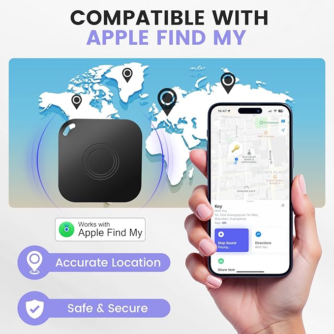 4 Pack Air Tracker Tag, Smart Bluetooth Luggage Tracker Compatible with Apple Find My APP(iOS Only), Anti-Lost Item Locator for Keys Wallet Pets and Luggage, Waterproof with Replaceable Batter