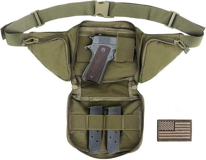 Tactical Fanny Pack for Men & Women, Concealed Carry Fanny Pack for Men, Adjustable Waist Bag, Compact Travel Belt Bag, CCW Fanny Pack with U.S Flag Patch