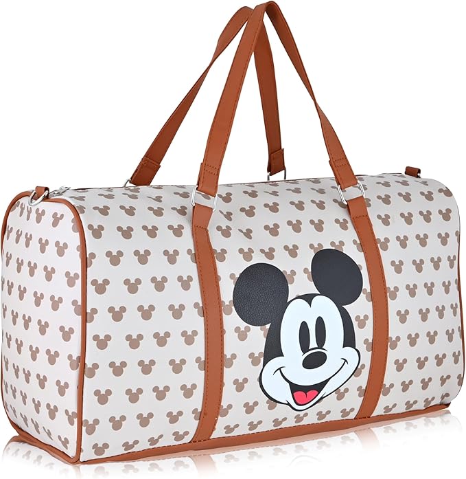 Disney Mickey Mouse Mouse Travel Bag, Duffle Bag, Overnight Bag, Weekender Bag | Mini 16 Inch Leather Classic Premium Travel Duffle Bag for Women, Men, Adults