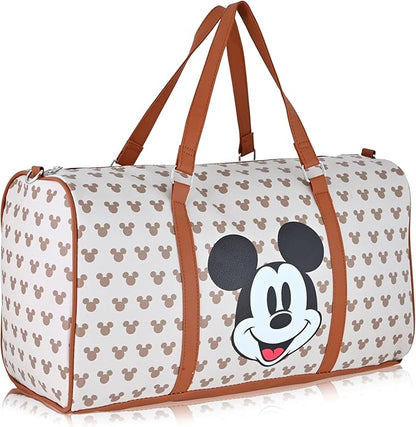 Disney Mickey Mouse Mouse Travel Bag, Duffle Bag, Overnight Bag, Weekender Bag | Mini 16 Inch Leather Classic Premium Travel Duffle Bag for Women, Men, Adults
