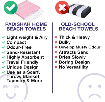 Turkish Beach Towels, Bulk Case of 12 | Oversized, Quick Dry, Sand Free | 100% Cotton, Large 38x71 Towels for Beach, Pool, Travel | Ultra-Soft, Compact, Absorbent | Pink