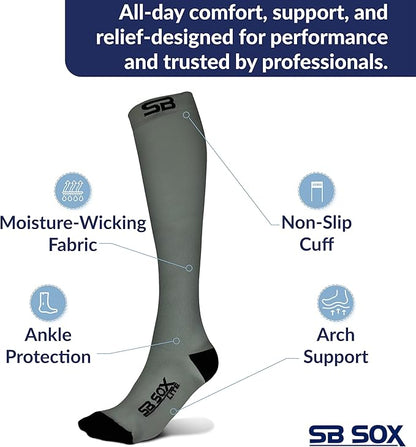 SB SOX Lite Compression Socks for Men & Women (15-20mmHg) – Best Compression Socks for Travel, Sports, and Daily Wear - XXL Sizes too!