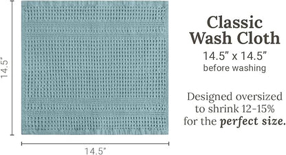 GILDEN TREE Waffle Towels Wash Cloths for Showering, Exfoliating Washcloth Face Towels, Quick Dry Towel Cotton Washcloths Set of 4, Classic Style (Seafoam)