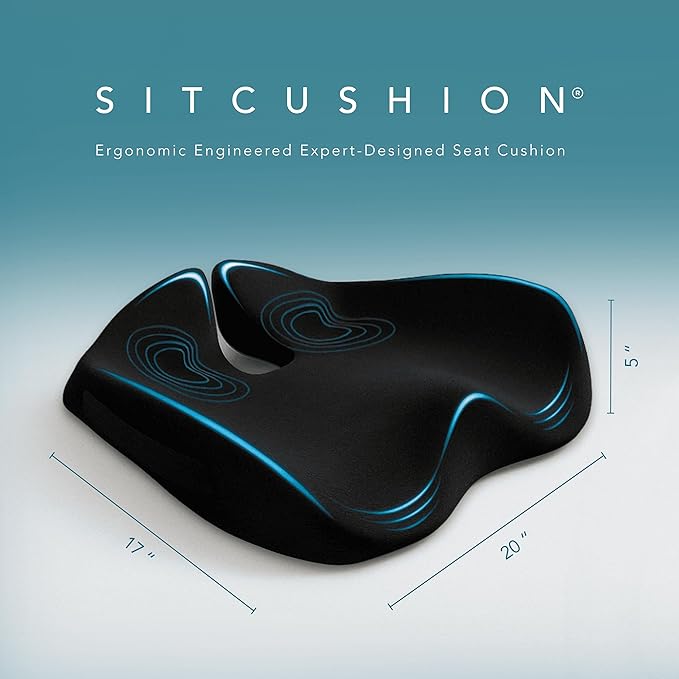 Extra Large Office Chair Cushion for Sciatica Pain Relief, Memory Foam Seat Cushion for Car Seat Pad, Orthopedic Pillow. Computer Chair Cushion for Tailbone Pain Relief All Day Comfort(Gray)