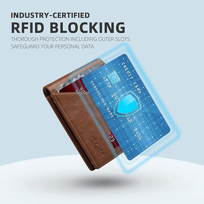 Zitahli Wallet for Men Slim 11 Credit Card Holder RFID Blocking Small Men's Wallet Bifold Minimalist Front Pocket With Mens Gifts Box