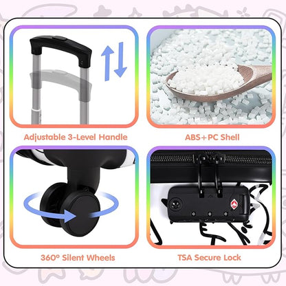 smilesun 2PCS Kids Luggage Set with DIY Coloring, 14" & 20" Lightweight Travel Carry On Suitcase with Spinner Wheels, TSA Lock