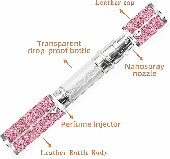 AB00BK 5ml Leather Perfume Atomiser Refillable, Bottom Fill Perfume Bottle, Portable and Leak-proof Suitable for Women and Men (AB00BK 5ml)