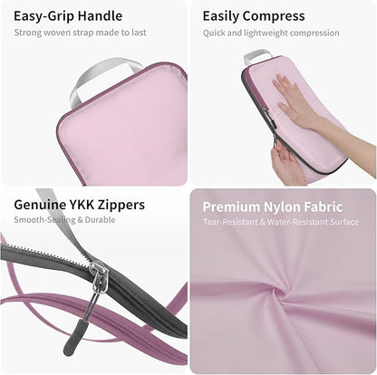 Cipway Compression Packing Cubes for Travel Ultralight Expandable Packing Organizers with Laundry & Toiletry Bag for Carry on Luggage (Mauve Pink 6 Set)