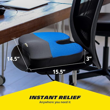 MICHELIN Memory Foam Seat Cushion 2-Pack - Gel Infused for Cooling Comfort, Orthopedic Ergonomic Support for Office Chair, Car Seat, Home, Travel - Breathable Mesh Cover with Portable Handle