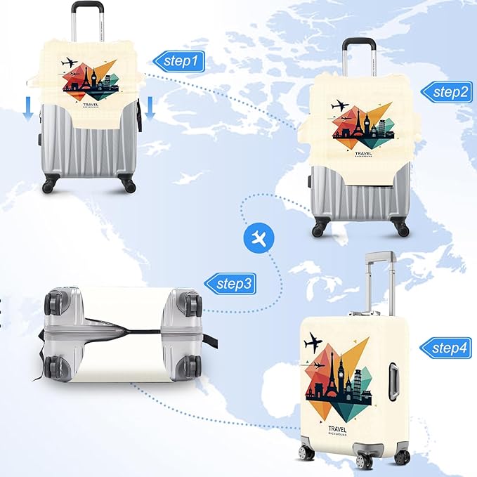ANNA QUEEN Travel Luggage Cover Suitcase Protector Suitcase Cover Anti-Scratch,Stretchable Luggage Travel Bag Cover Washable