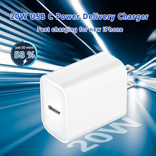 iPhone 16/15 Fast Charger Block, USB Type C Wall Charger 2Pack 20W PD Charging Brick Power Adapter Plug Box for Apple iPhone 16 Pro Max/iPhone 15 Plus/iPhone 14 Pro Max/14 Plus/13 Pro/12 Pro/Mini/iPad