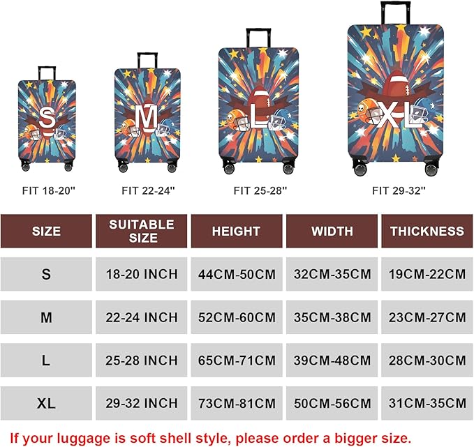 WUJIAONIAO Travel Luggage Cover Baggage Suitcase Cover Protector Skins 18-32 Inch (Rugby, XL (for 29-32 inch luggage))
