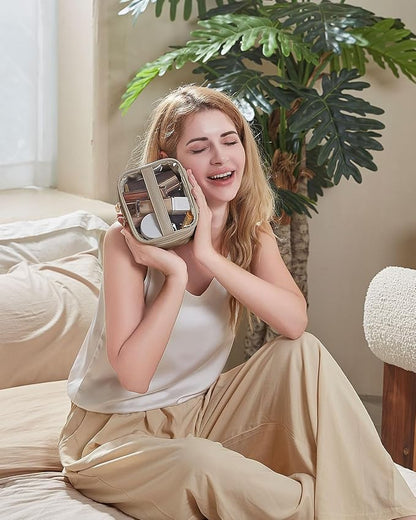 Pocmimut Makeup Bag,Graduation Teacher Gifts Birthday Gifts,Small Makeup Bag Travel Toiletry Bag Gifts Idea for Mom Teacher Sister Friends Girlfriend Bridesmaid,Apricot