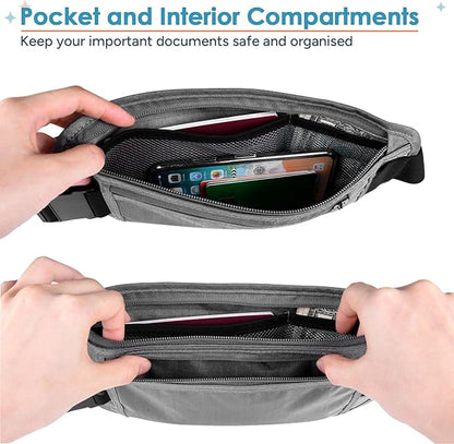 travel inspira Travel Money Belt with Slim Anti-Theft RFID Blocking Passport Holder for Travel Concealed under Clothes for Ultimate Protection of Credit Cards, Cash, Passport & Documents, Grey
