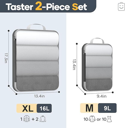 Veken 2/6/9/11 Set Compression Packing Cubes for Travel Essentials,Compressible Expandable Large Luggage Suitcase Organizer Bags for Clothing,Durable Space Saver Storage Bags(Black)