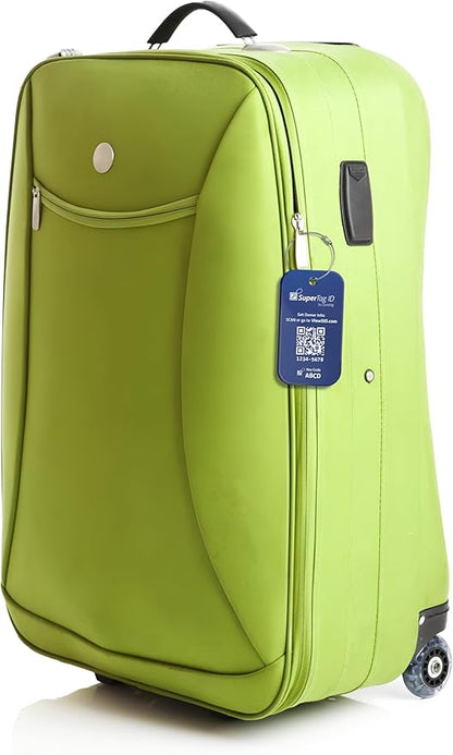 Dynotag® Sentry Series Solid Metal Web Enabled Smart Luggage Tag ID + Steel Loop, Anodized Aluminum with DynoIQ™ & Lifetime Recovery Service (Sapphire Blue)