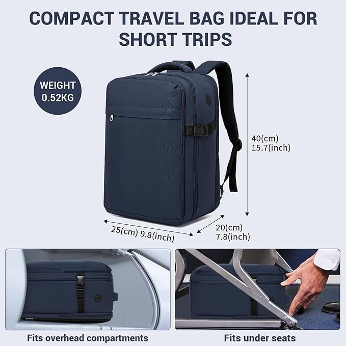 Kono Backpack Carry-on Bag 40x20x25 Carry-on Bag Airplane Travel 20L, 15.6-inch Laptop Backpack, for Men Women, Navy