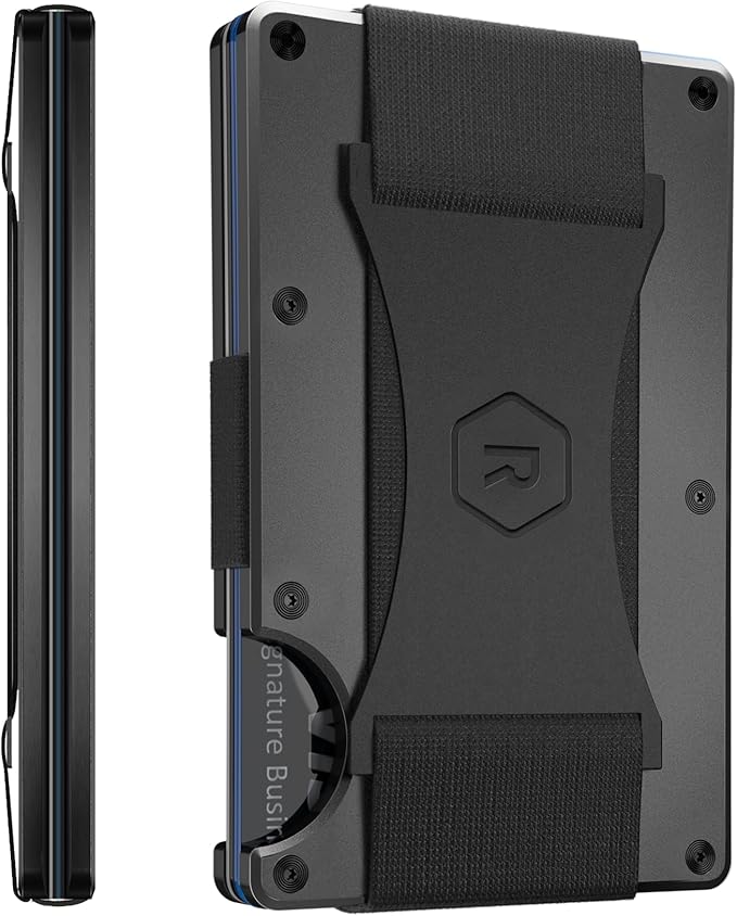 Ridge Wallet for Men - Slim Minimalist Compact Wallet and Card Holder, RFID Protected Front Pocket Wallets for Men with Integrated Cash Strap (Gunmetal)