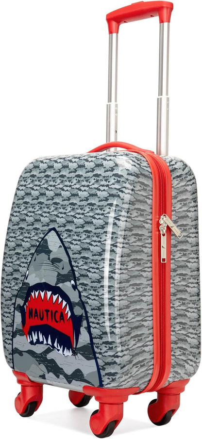 Nautica Kids Luggage - 18" Airline Approved Rolling Hardside Upright Carry-on Suitcase with Wheels (Shark Attack)