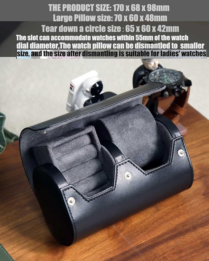Watch and Cufflink Travel Case - PU Leather Box Combo With Ring Organizer - Portable Storage for Men's Accessories Gift