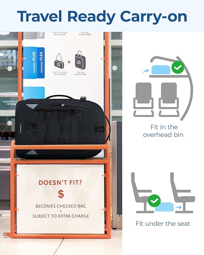 BAGSMART Carry On Travel Backpack, 17.3 Inch Large Travel backpack Carry On Flight Approved, Personal Item Backpack Travel Bag With Shoe Bag, 27L Water Resistant Casual Daypack, Black