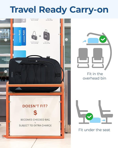 BAGSMART 27L Carry On Backpack, 17.3 Inch Large Travel backpack, Personal Item Backpack Travel Bag With Shoe Bag, Water Resistant Casual Daypack, Gray